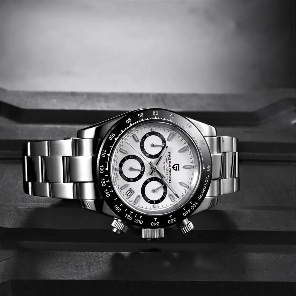 PAGANI DESIGN PD1644 Men's VK63 Quartz Chronograph Watch Sapphire Glass Stainless Steel 100M Waterproof Sport Wristwatch