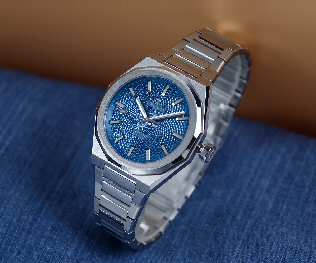 Cronos Luxury Men Watch 39mm Automatic PT5004 Wristwatches Scale Pattern Sapphire 10ATM See-through Back L6028